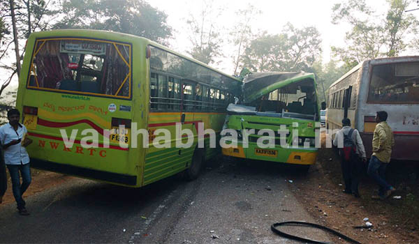 ಸಾರಿಗೆ ಬಸ್ ಗಳ ನಡುವೆ ಅಪಘಾತ, ಓರ್ವ ವ್ಯಕ್ತಿ ಮೃತ್ಯು